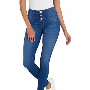 Blue Skinny Jeans (with 3 gold buttons) size 13